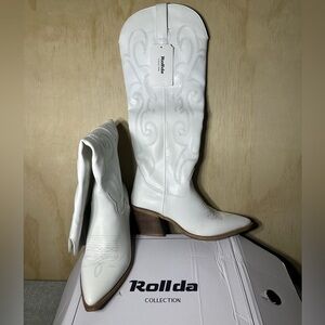 Rollda Cowboy Boots for Women Cowgirl Boots Ladies Western Embroidery Pointy Toe